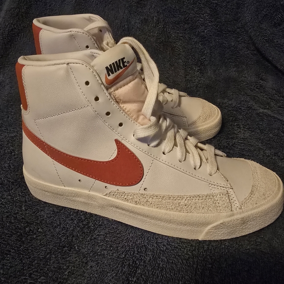 Nike White and Orange High-Top Sneakers - Picture 1 of 3